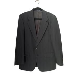 Vintage Burberry Check Plaid Navy Gray Blazer 42R
